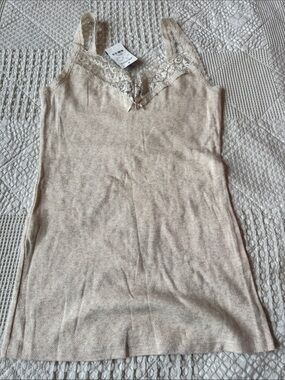Express Beige Lace Trim Camisole